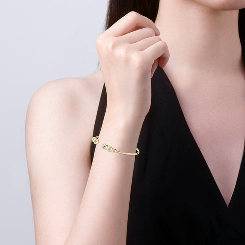 1.80 CT Stylish Moissanite Open Bracelet (Gold)